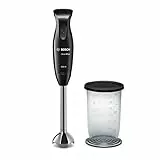 Bosch Electroménager Mixeur plongeant msm2610b clevermixx, 600 W, quatre lames Couteau quattroblade, Mixeur en acier inoxydable, mix/meßbecher, PIANO Noir/Anthracite