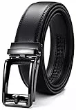 CHAOREN Ceinture à cliquet pour homme 3,5 cm avec boucle coulissante, longueur réglable pour un ajustement parfait, Pistolet – Noir