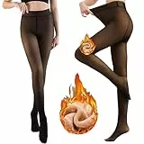 NORMOV Collants chauds pour femmes hiver extensible transparent épais polaire opaque taille haute thermique extérieur (FR/ES, Alpha/lettres, L, TG, Taille normale, Taille normale, Noir(230g (5-20°C))