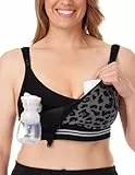 momcozy Soutien-Gorge de maternité 4 en 1 sans Coutures, Fermeture CozyFitClasp, Soutien-Gorge d'allaitement et de Soutien pour Tire-Lait, Motif léopard Noir, S