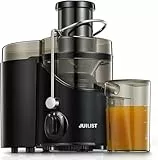 Juilist Centrifugeuse Extracteur de Jus, pour fruits et Légumes, Goulotte d'Alimentation 65 mm, 3 Réglages, Avec Brosse de Nettoyage, Facile à Nettoyer, Sans BPA, Noir