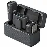 DJI Mic (2 TX + 1 RX + Boîtier recharge) - Compact et Portable micros Lavalier sans Fil à Enregistrement à Double Canal, Transmission à 250 mètres, 15 heures, Système pour Smartphones, caméras