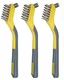 Amazon Basics mini-brosses en acier inoxydable avec une poignée ergonomique, 3 unité, Gris/jaune