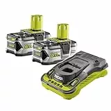 RYOBI Kit Batterie + Chargeur 18V One+ RC18150-250G – 2 Batteries 5.0Ah + Chargeur Rapide, Grande Autonomie pour travaux Long, Compatibilité Totale One+, Autonomie Prolongée