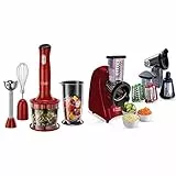 Russell Hobbs Mixeur Plongeant Multifonction 3en1 500ml, Mélange, Hache, Fouette, Mixe, Compatible Lave Vaisselle - Rouge 24700-56 Desire & Russell Hobbs Hachoir Râpe Electrique 200W, Râpe Fin