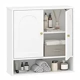 Hzuaneri Armoire Murale de Salle de Bain, Meuble Mural avec 2 Portes, Espace Ouvert et étagères Réglables Rangement Cuisine Murale, Blanc BC40113X