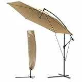 vounot® Parasol Déporté Hexagonale 3M avec Manivelle Anti-Retour et Sangle de Fixation Parasol Inclinable Toile 180gr/m2 Anti UV H235cm 6 Baleines en Acier Inclus Housse de Protection Kaki