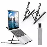 GRIFEMA GB1054B Support Ordinateur Portable Réglable, Support PC Pliable en Aluminium 6 Niveaux de Hauteur, Compatible MacBook Air/Pro, Dell 10-17,3 Pouces, Léger et Stable - Noir