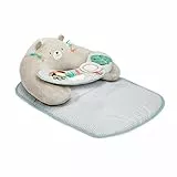 Ingenuity, Tapis d'éveil et siège d'activités 4en1 Cozy Prop Nate, 5 jouets sensoriels, assises et sur le ventre, apprendre à s'asseoir, coussin ourson, unisex, dès la naissance