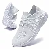 UNQWQZ Chaussures Femme été Running Confort Basket Femme Légères Chaussures de Sport Fitness Course Intérieur & Extérieur Blanc 39