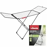 Vileda Séchoir à Linge Universal Ultimate Noir – étendoir à Linge de 18 m d'espace de séchage avec Cintre à Chaussettes – Roues pour Un Transport Facile – Séchoir à Linge Compact