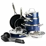 Blue Diamond Batterie de Cuisine Antiadhésive, 14 Pièces, Bleu