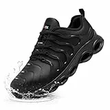 LARNMERN Chaussures de Sécurité Hommes Imperméables Amorti Légere Chaussures de Travail Confort Mode Embout Acier Anti-Smashing Baskets de Sécurité(Noir Microfibre,43 EU)