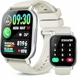 Montre Connectée Homme Femme, 1.85' HD Smartwatch Avec Appel et Numérotation Bluetooth, 112+ Sportifs Modes Montre avec Cardio, Podometre et Sommeil, Smart watch Etanche IP68 Pour Android iOS. Blanc