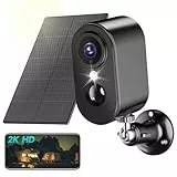 PESAIR 2K Caméra Surveillance WiFi Exterieure sans Fil Batterie - Camera Surveillance WiFi avec Panneau Solaire, Vision Nocturne Couleur, Extérieure/Intérieure, PIR Détection Mouvement, IP66, Noir