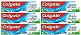 Colgate Lot de 6 dentifrices triple action 75 ml : protection des caries, dents blanches et haleine fraîche – Ne convient pas aux enfants de moins de 7 ans.