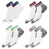 NAVYSPORT Originales Chaussettes Sport Homme Femme Coton Coussin - Lot de 4 Paires Socquettes Courtes Quart Basses Unisexe, Blanc, Taille: 43-46