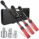 ATsafepro Jeu de 6 Clés dynamométriques 1/4' 3/8' 1/2' pour vélo, moto, voiture, clé dynamométrique, 3-25 NM 5-60 NM 20-230 NM, 72 dents avec 1/4' vers 3/8' vers 1/2', trois adaptateurs