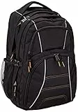 Amazon Basics Sac à dos pour ordinateur avec bretelles rembourrées et compartiments de rangement pour stylos, clés, téléphone portable - Convient à la plupart des ordinateurs 17-Pouces, noir