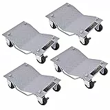 GOPLUS Lot de 4 Chariots de Manutention Voiture avec 4 roulettes Universelles & Poignée Pratique, Aide de Manœuvre Charge 2720kg Convient pour Garages, Maison