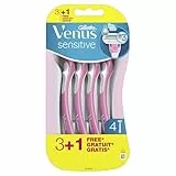 Gillette Venus Rasoirs Jetables Pour Femme, Sensitive, Lot De 4, Pour Les Femmes A La Peau Sensible, A 3 Lames, Avec Une Bande Lubrifiante Et Une Tete Arrondie Pour Un Rasage De Près Confortable