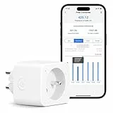 Meross Prise Connectée (Type E), 16A Prise WiFi Compatible avec Alexa et Google Home, Prise Consommation Électrique Intelligente avec Commande Vocale, Contrôle à Distance et Configuration Bluetooth