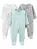 Simple Joys by Carter's 3-Pack Neutral Sleep and Play Infant Toddler, Blanc Étoiles/Gris Lion/Vert Rayures, 6-9 Mois (Lot de 3) Mixte bébé