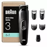 Braun Tondeuse Electrique Tout-En-Un Pour Hommes Series 3 MGK3420, Coffret 6-En-1, Kit Pour Barbe, Cheveux Et Plus, Avec Mini Rasoir, Sabots Fixes Et Coulissants, Rasage Avec Lames Ultra Affutées