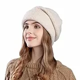 TAGVO Bonnet d'hiver Chaud Décontracté pour Femme, Bonnet Tricoté avec Protection Auriculaire, Coupe-Vent et Doux pour Usage Quotidien, Bonnet Élastique Confortable pour Activités en Plein Air