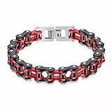 ATEIELLI Homme Bracelet en Acier Inoxydable Bicolore Moto Chaîne Noir 22cm B300, 22 centimeters, Acier inoxydable