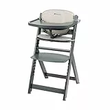 Bebeconfort Timba + Coussin, Chaise Haute Bébé Evolutive, 6 Mois - 99 Ans, Jusqu'à 110 kg, Plateau Amovible, Assise/Repose-pieds Réglables, Compatible avec Timba Baby, Grey Mist