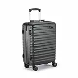 Amazon Basics Bagage à roulettes rigide- 55 x 40 x 20 cm Taille cabine, Noir Approuvé pour Ryanair et la plupart des compagnies low cost
