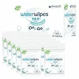WaterWipes On The Go Wipes, 100 unités (10 paquets), 99,9% d'eau, 3-en-1 nettoie, soigne, protège, non parfumées, emballage pouvant varier