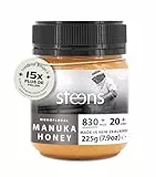 Steens Miel de Manuka - MGO 830+ - 100% certifié Miel Manuka cru pur UMF 20+ - Mis en pot et scellé en Nouvelle-Zélande - Manuka Honey 225 g