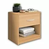 Stella Trading PEPE Table De Chevet, Aspect Hêtre, Table De Nuit Sobre Avec 1 Tiroir, Convient Pour Tout Lit Et Toute Chambre, 39 x 41 x 28 cm (L/H/P)
