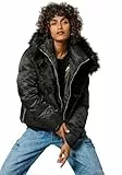 Kaporal, Veste pour Femme, Coupe Regular, Manches longues, Col montant, Modèle Shime, couleur Black, Taille XL