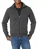 Amazon Essentials Sweat-shirt à Col Montant en Molleton, Fermeture Éclair Intégrale Homme, Charbon Chiné, L