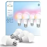 Philips Hue Essential Ampoule LED Connectée A60, White and Color Ambiance, Ampoule E27, 8W, 2200-6500 K, 806 lumens, Intensité réglable, Compatible Alexa, Google Assistant et Apple Home, Pack de 4