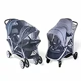 Moustiquaire universelle pour poussette frère et sœur - Protection contre les moustiques et les guêpes - Avec sac - Anthracite
