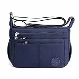 FANDARE Léger Sac à Bandoulière Femme Sacs D'épaule Sling Porté Epaule Sacoche Imperméable Nylon pour Voyage École Sports Achats Crossbody Bag Bleu