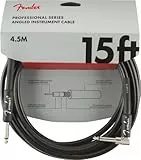 Fender'Professional Series Câble Instrument - 4.5m - Droit,Angle - Noir, épais, Souples et Robustes, Son Sans Aucun Bruit Parasite