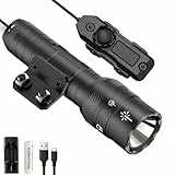 DARKFANG 1250 lumens lampe de poche tactique lumière verte, lampe de poche rechargeable avec interrupteur de pression LED lumière