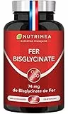 FER Bisglycinate + Vitamine C - 14 mg de Fer/Gélule - Procure 100% des Besoins Journaliers - Absorption & Biodisponibilité Maximales - Nutrimea - 90 Gélules Vegan - Fabriqué en France