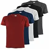 ALPIDEX T-Shirts Hommes Unis ࠃol Rond Lot de 5, Taille L,Fire