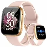 Montre Connectée Femme 1.85' AMOLED 3ATM Etanche Smartwatch avec Appel, Voix de l'IA, pour Samsung iPhone Android, Moniteur de Sommeil/SpO2/Fréquence Cardiaque 110 Sport Calories Podometre Rose