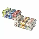 BingoHive Organiseur de boîtes empilable à 2 niveaux pour garde-manger, Support pour 24 boîtes de conserve pour réfrigérateur, Combinaison libre et roulement automatique, transparent.