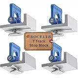Rockler Kit d'arrêt de rail en T (lot de 4) – Pinces de maintien en T en aluminium, butées courtes et en ligne – 1,6 cm de haut