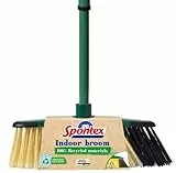 Spontex Eco Green Balai d'intérieur en matériaux 100% recyclés avec Manche télescopique, 2 Types de Poils différents