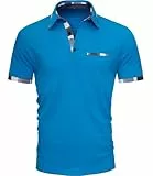 GLESTORE Polo Homme Manches Courtes Golf Polos T Shirt Hommes Respirant pour Outdoor T-Shirts Bleu M