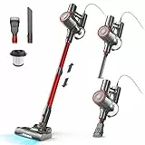 Aspirateur balai avec fil sans sac 6 en 1 600 W & aspirateur à main, cable de 6 m, 23Kpa de puissance d'aspiration, aspirateur balai filaire Vacuum Cleaner pour sols durs tapis, petit léger silencieux
